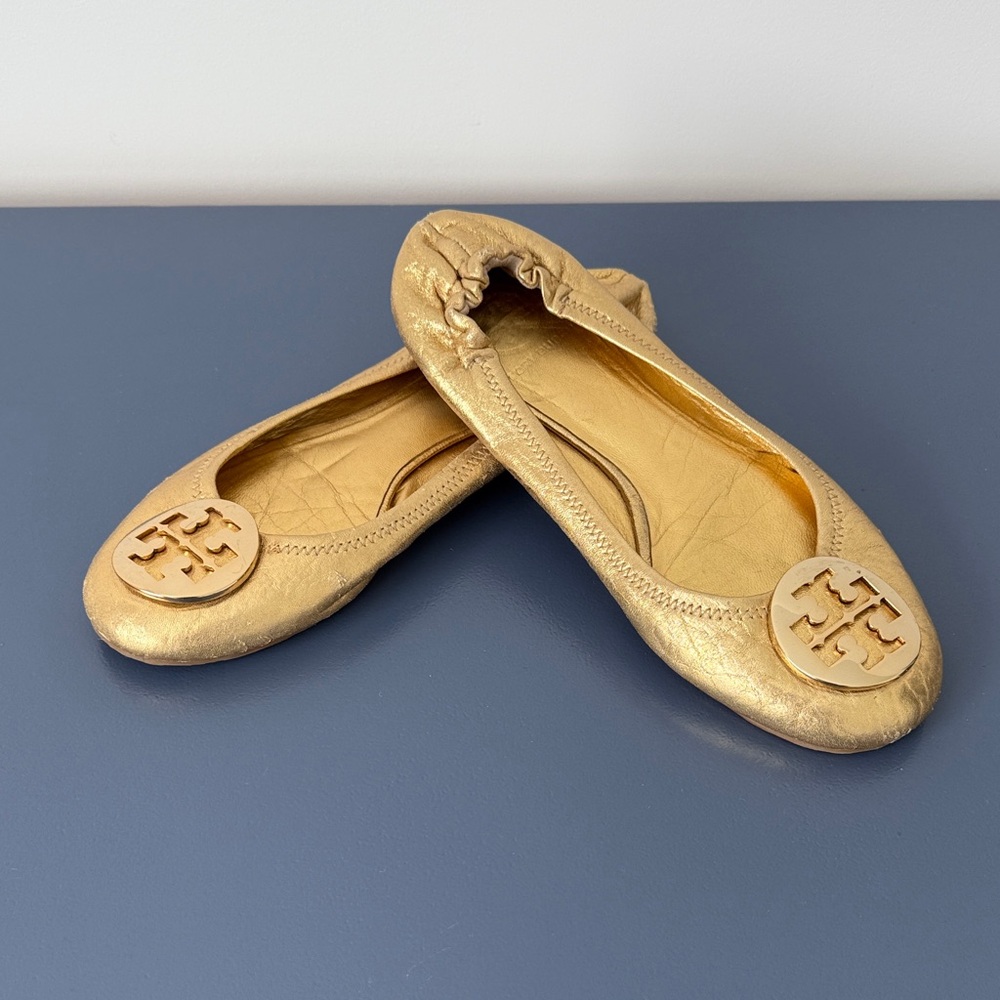 “TORY BURCH” Metallic Gold Flats
